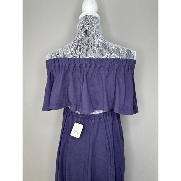 FREE PEOPLE Women's Off The Shoulder Midi With Back Cut Out Ruffle Hem Size XS - Picture 9 of 11
